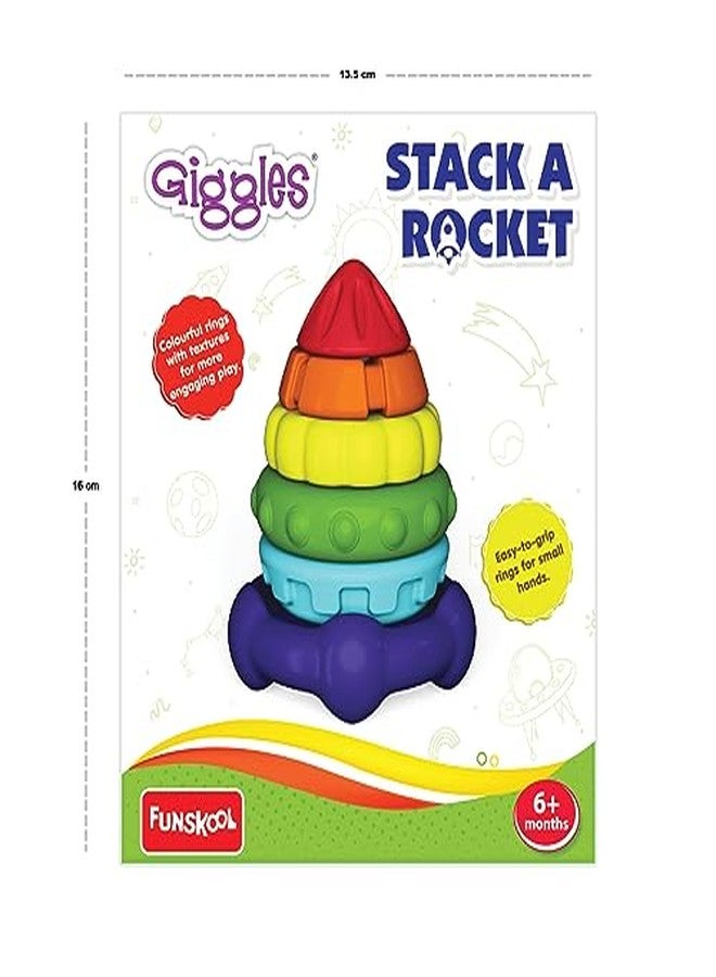 Giggles Funskool Stack A Rocket, Nesting & Stackable Textured Toy for Kids, Encourages Learning & Development, Fun Activity for Babies, Gift Set for Kid, Age 6+ Months - Image 2